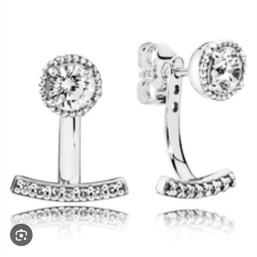 Silver Dangle Earrings with Crystals